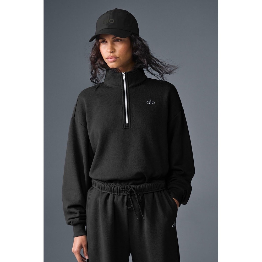 NWT ALO Accolade 1/4 Zip Pullover in Black - Size XS - Picture 2 of 13